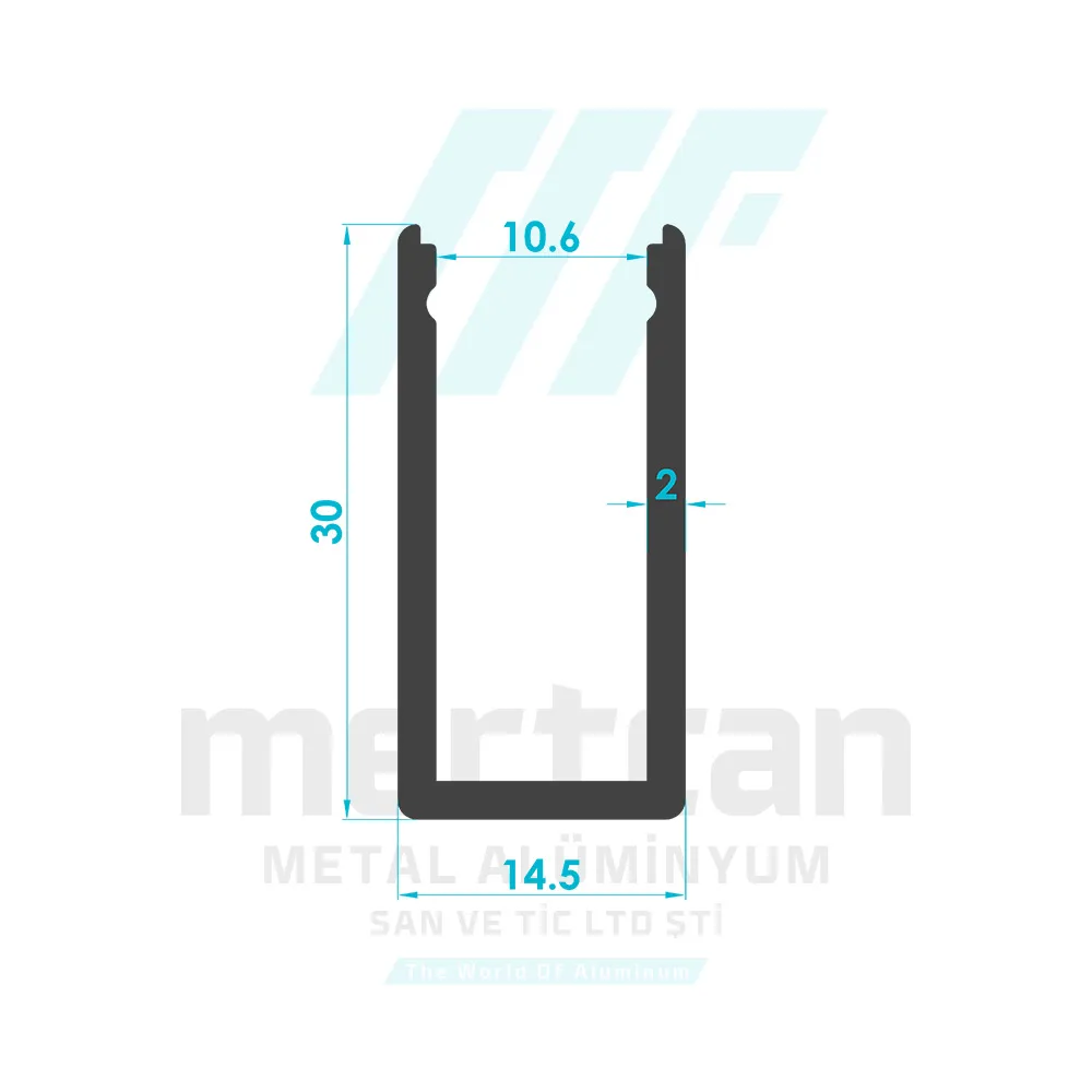 Rectangular Glass Top Profile (for 10mm Glass)