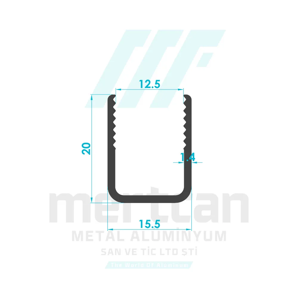U-Channel Glass Top Profile (for 12mm Glass)