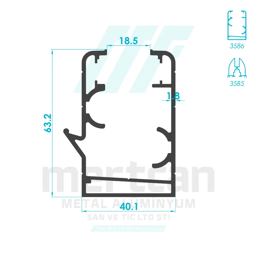 Glass Balcony Frame Profile with Drip Cap - Gold Series 2