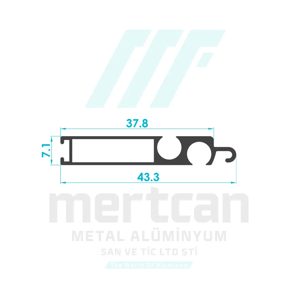 Roller Shutter Bottom Piece Profile (43mm)