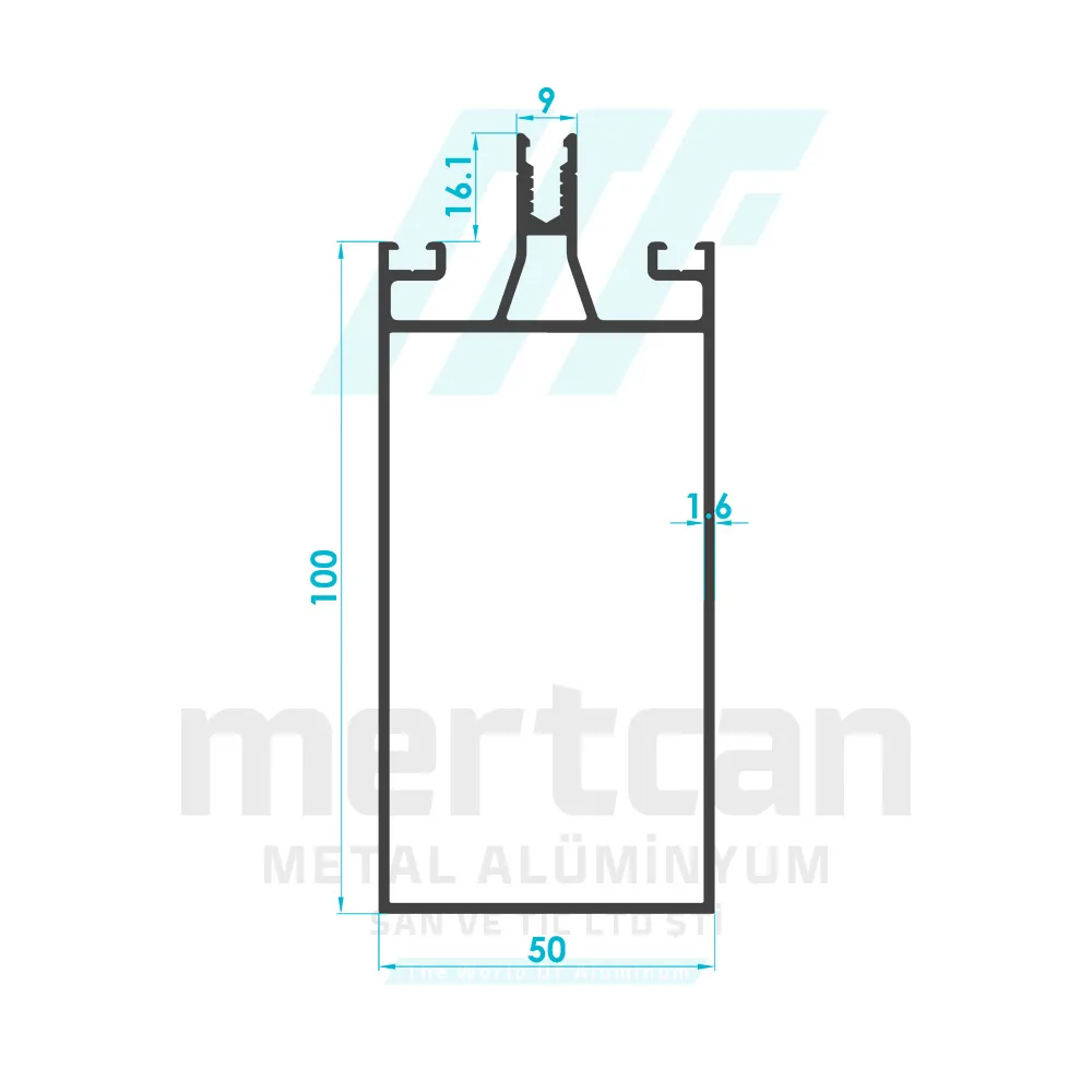 100mm Vertical Facade Profile with Condensate Channel (Long Beak)