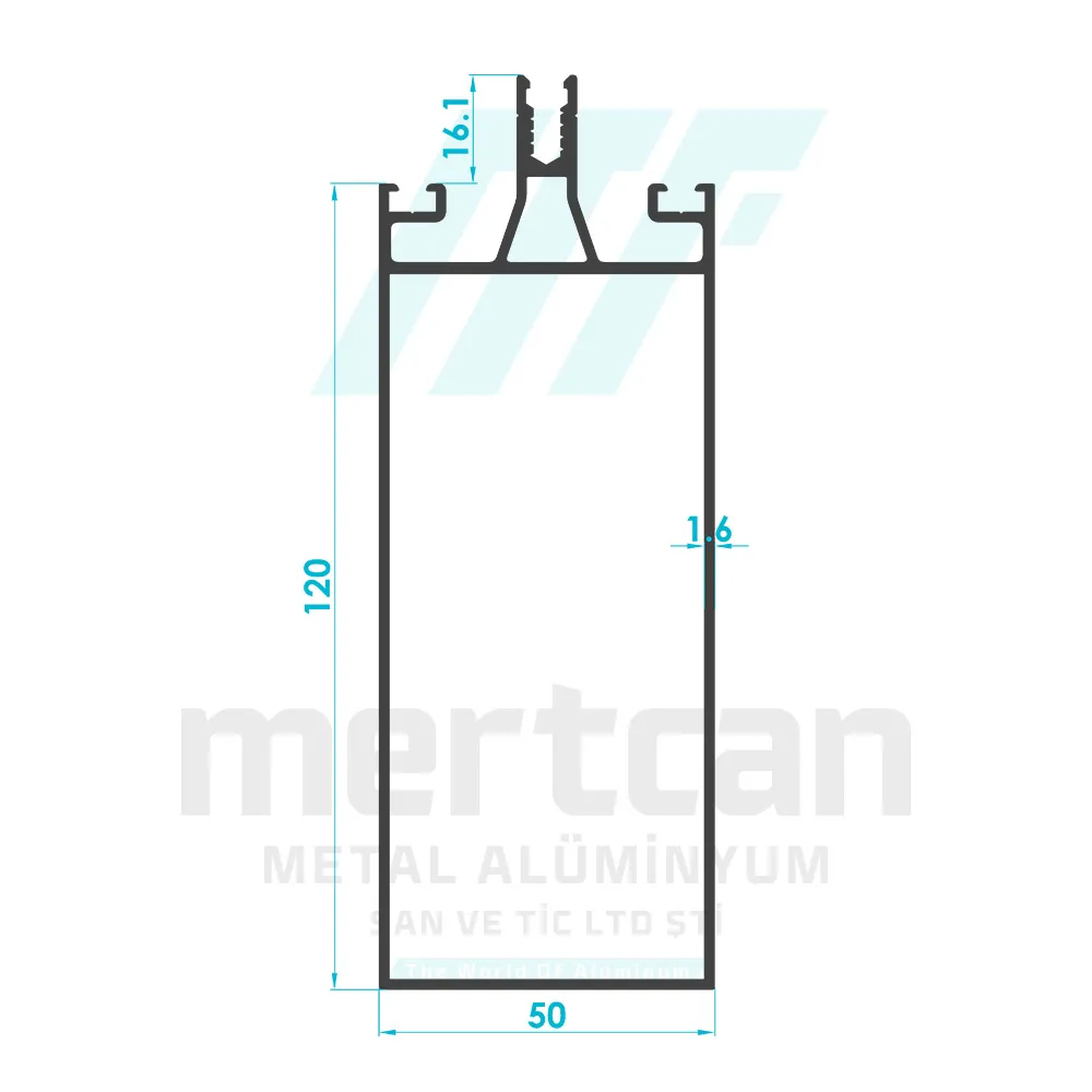 120mm Vertical Facade Profile with Condensate Channel (Long Beak)