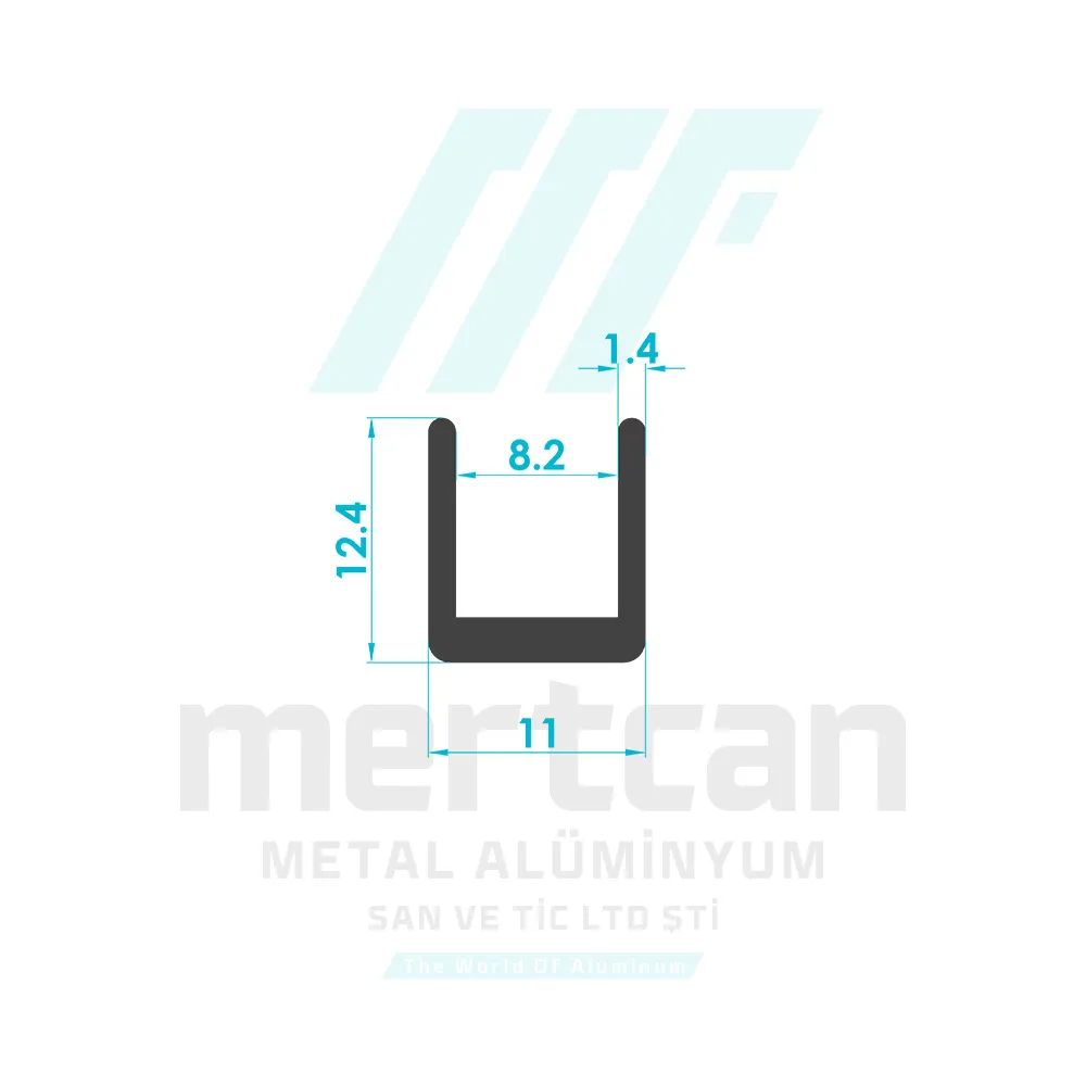 U-Channel Glass Top Profile (for 8mm Glass)