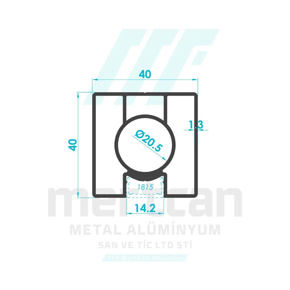 40x40 mm x 1.3 mm Single Grooved Reinforced Square Post Profile