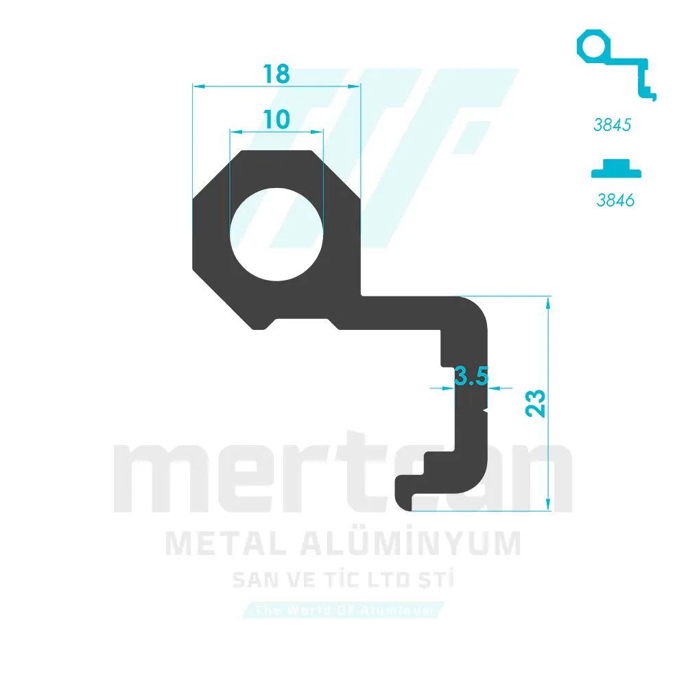 Thermal Insulation-System Door Hinge Profile - Frame