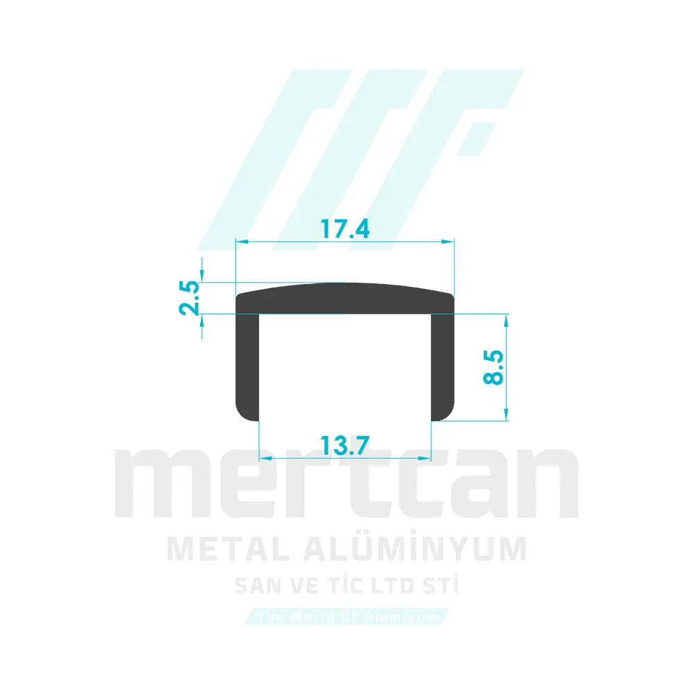 U-Channel Glass Top Profile (for 13mm Glass)