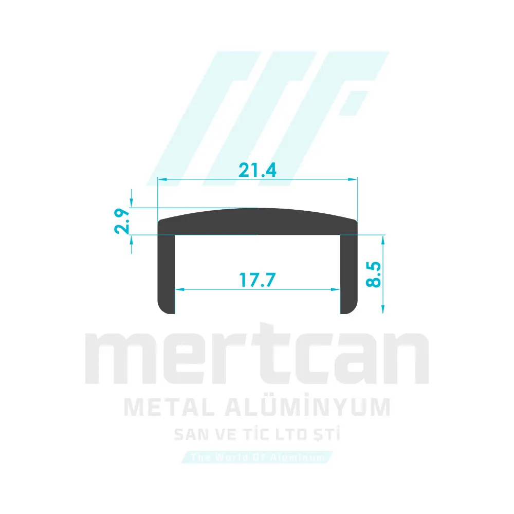 U-Channel Glass Top Profile (for 17mm Glass)