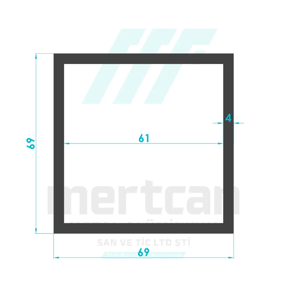 60x60mm Square Floor Flange Profile